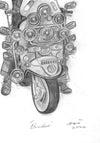 "Bomber, Prep 1" - Original Pencil Sketch by Neil Thompson. Size - 30 cm tall by 15 cm wide.