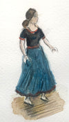 "Sole Northern Soul Dancer, Part 3" - Original water colour painting ofa girl on a Northern Soul dance floor, mounted and framed.