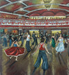 "Dancers at Wigan Casino" - An original oil painting of dancers out on the floor at the Casino. 12 x 12 inches.