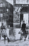"Lambretta Outside Wigan Casino" - A4 size, mounted and framed. Overall size 30.5 cm tall by 22 cm wide.