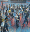 "Morecambe Pier All Nighter" - An original water colour painting of the packed dance floor at a Morecambe Pier All Nighter.